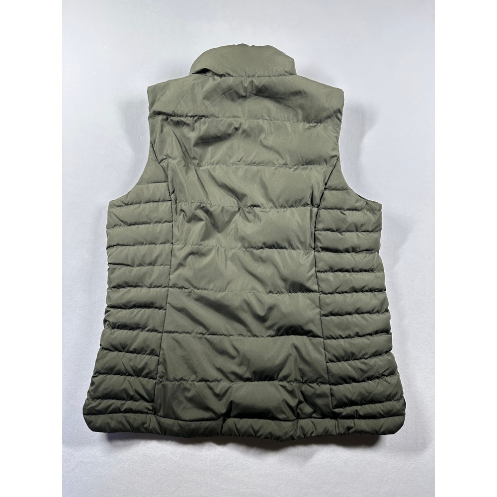 Lands End Down Fill Puffer Vest Womens Sz M (10-12) Sage Green Quilted Full Zip - Picture 3 of 11